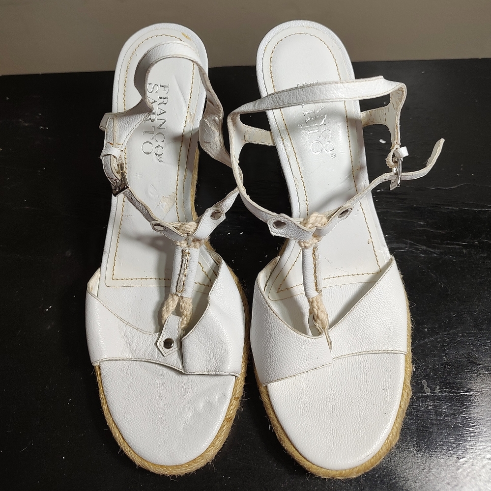 Franco Sarto White Espadrille Sandals Size 7